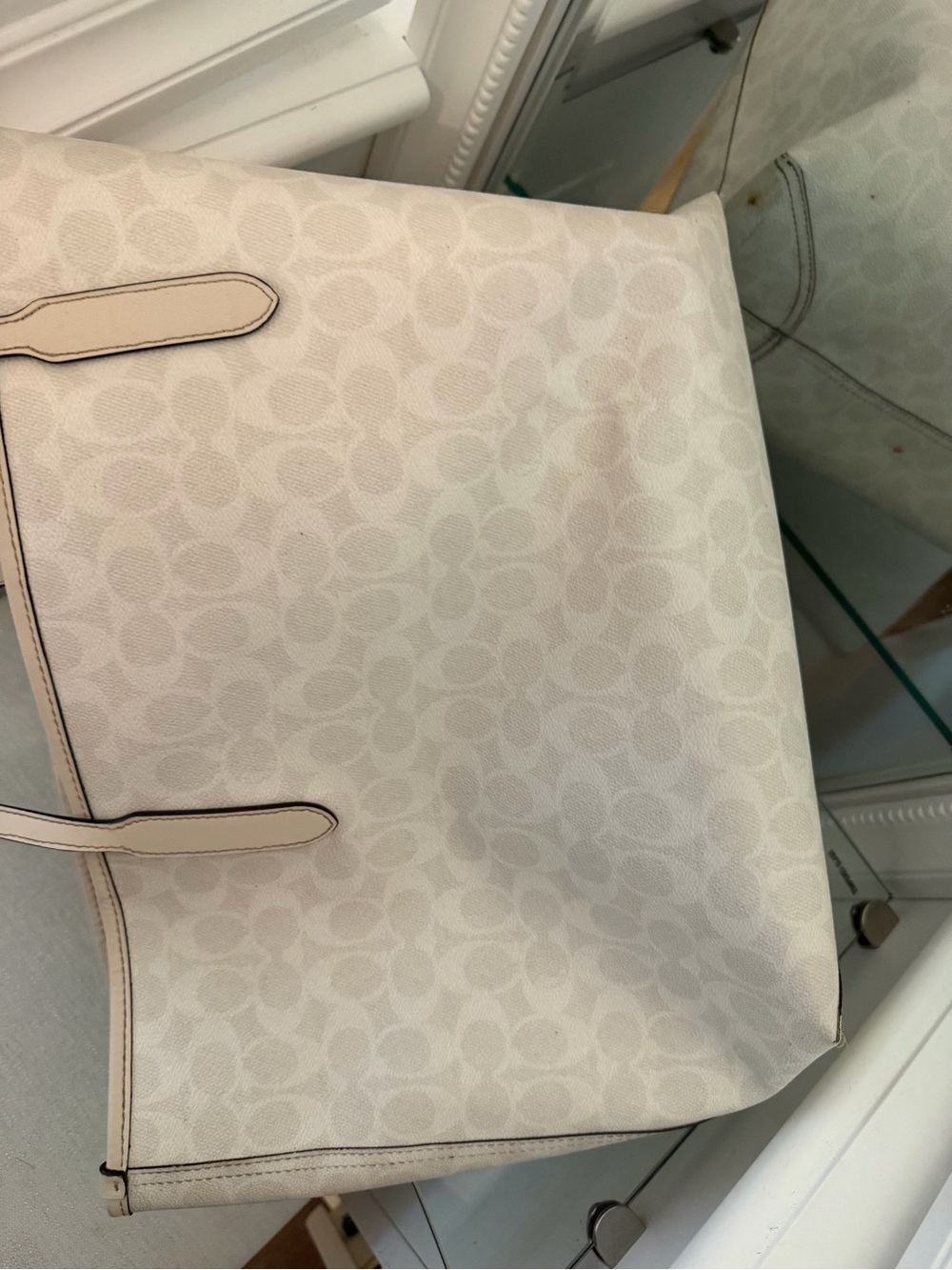Coach Cream Signature Tote with Neutral Trim